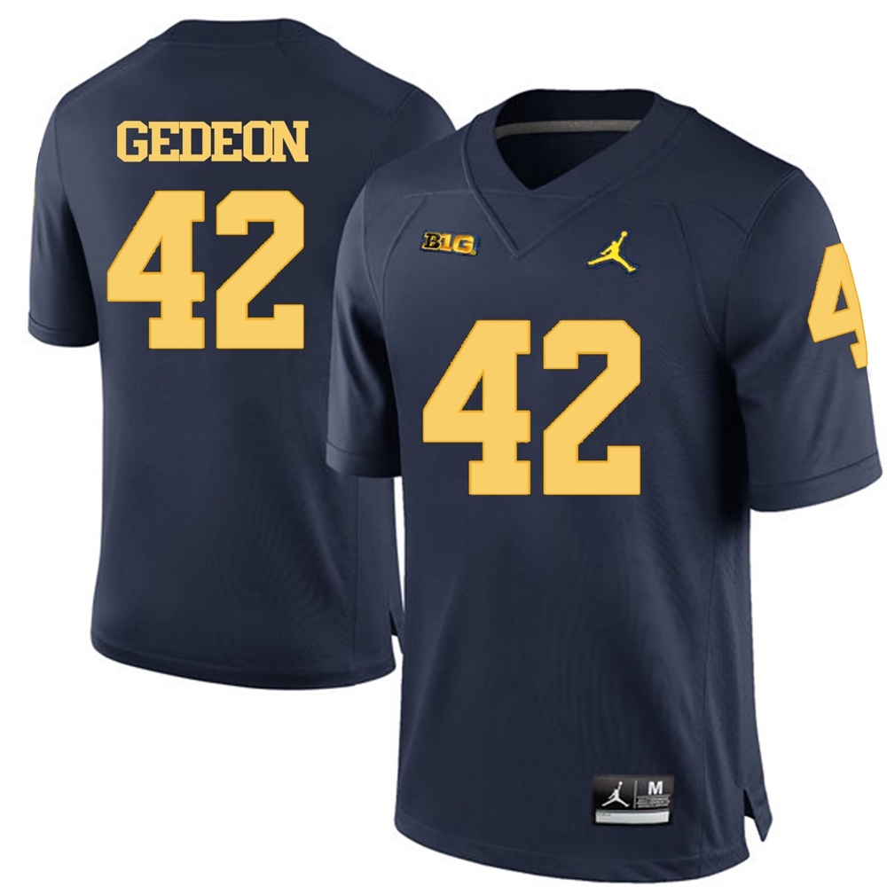 Michigan Wolverines Men's NCAA Ben Gedeon #42 Navy Blue College Football Jersey BPB8049GP